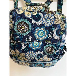 Vera Bradley Backpack Quilted Blue Tapestry Retired Pattern Retro